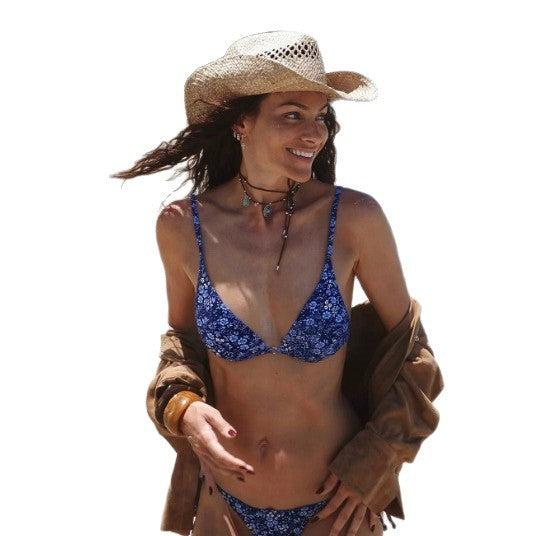 Damen Triangel-Bikini mit floralem Design und verstellbaren Trägern EB