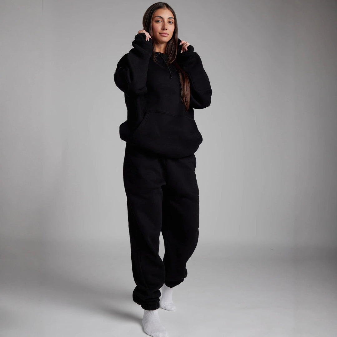 Damen nan Kapuzensweatshirt mit integrierter Schlafblende und weichem Fleece-Innenfutter EB