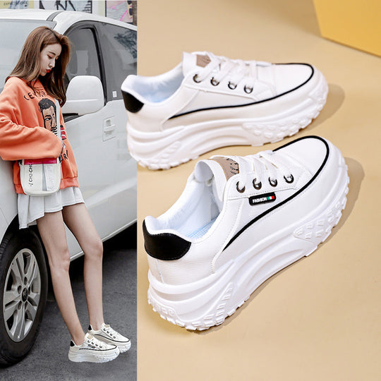 Damen modische Plateau-Sneaker mit ergonomischer Dämpfung und rutschfester Sohle EB