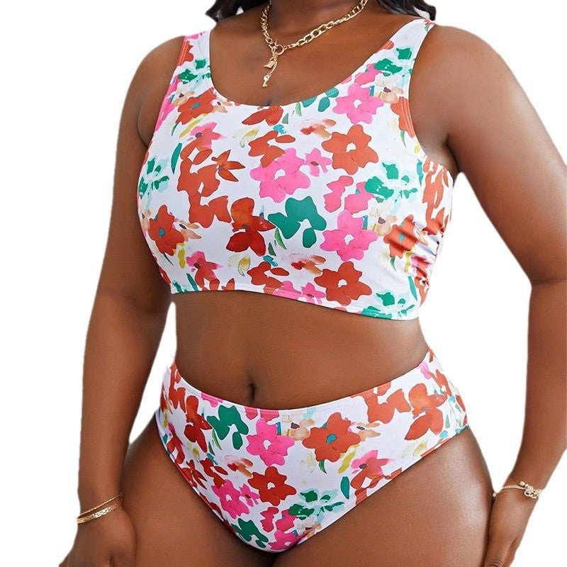 Damen Bikini-Set mit hohem Taillenschnitt und floralem Design EB