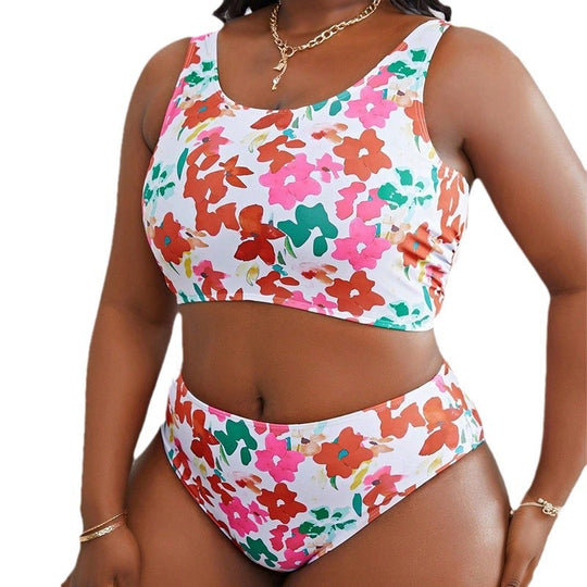 Damen Bikini-Set mit hohem Taillenschnitt und floralem Design EB