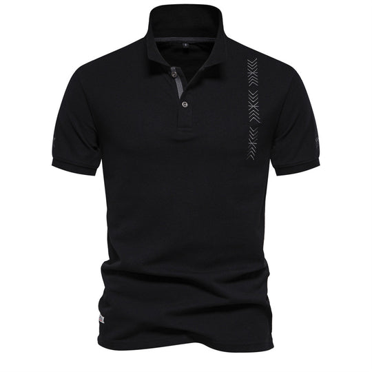 Herren nan legeres Polo mit kurzer Knopfleiste, gesticktem Pfeilmotiv-Panel und Stehkragen EB