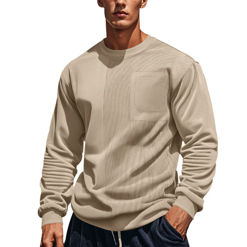 Herren modischer Sweatshirt mit strukturiertem Stoff und praktischer Tasche EB
