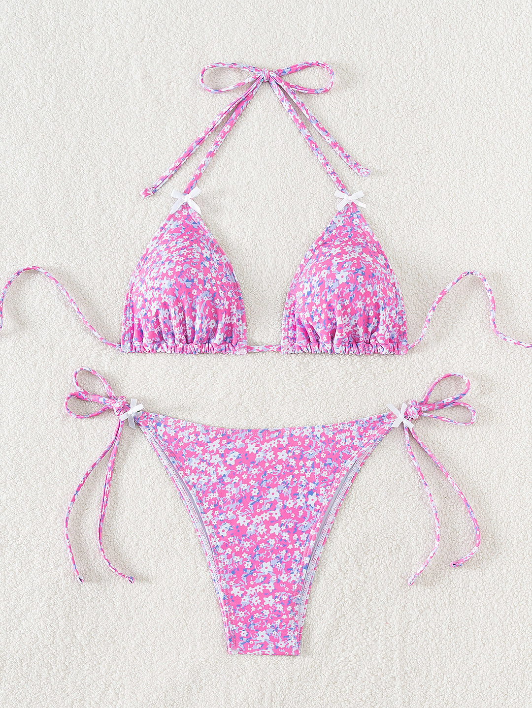 Damen Triangel-Bikini mit verspieltem Palmenmuster EB
