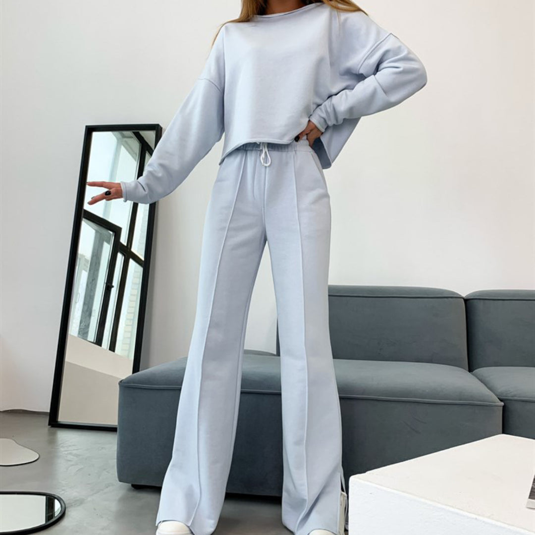 Damen lässiges Crop-Top und weite Sporthose EB