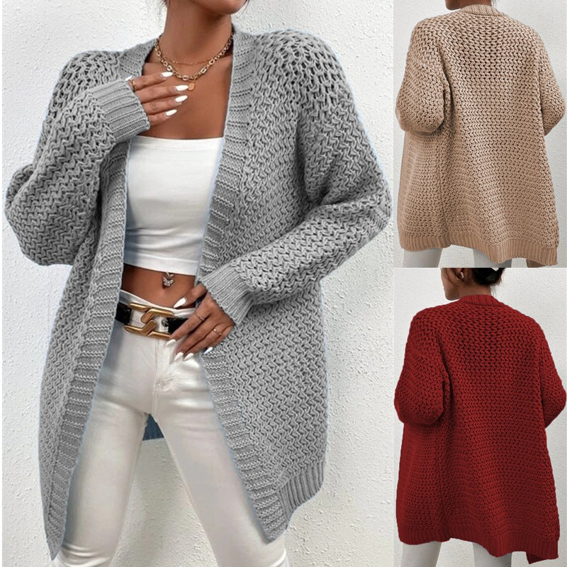 Damen Strickjacke mit offenem Schnitt und luxuriösem Texturmuster EB