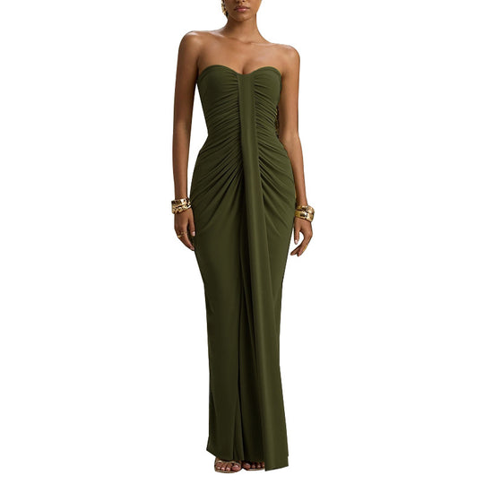 Damen figurbetontes Cocktailkleid mit Raffungen und herzförmigem Ausschnitt EB