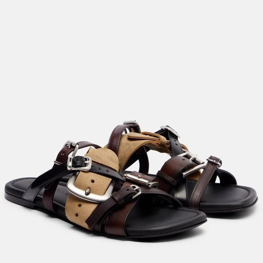 Damen elegante Riemchen-Sandalen mit verstellbarem Schnallenverschluss EB