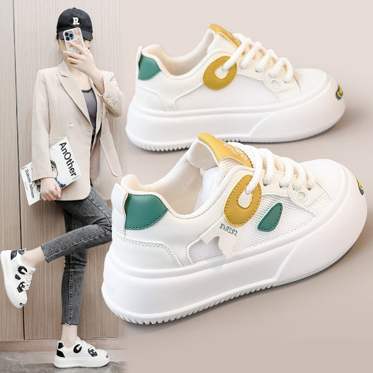 Damen Sportliche Plateau Sneakers mit atmungsaktivem Mesh-Obermaterial und dämpfender Sohle EB