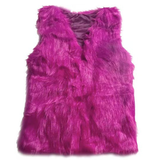 Damen Elegante Kunstpelz-Weste EB