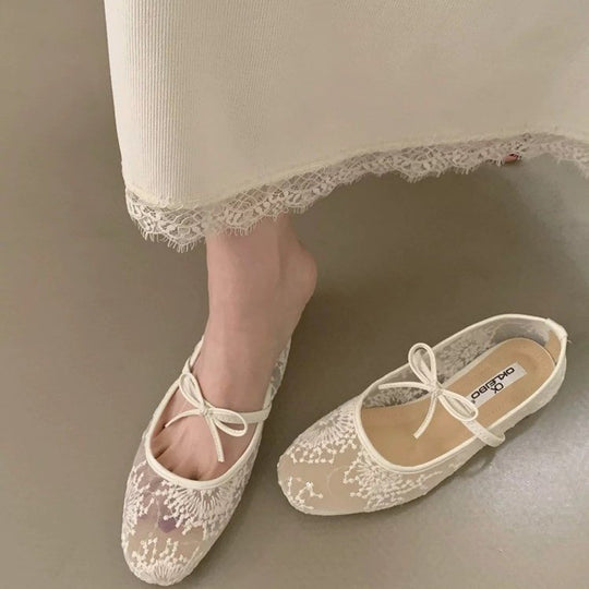 Damen Ballerinas mit elegantem Spitzenmuster EB