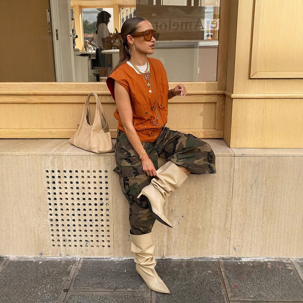 Damen stylische Westen mit praktischen Taschen EB