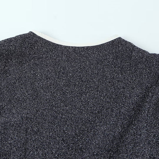 Damen Kurzarm Kleid mit eleganter Schleifenapplikation und V-Ausschnitt EB