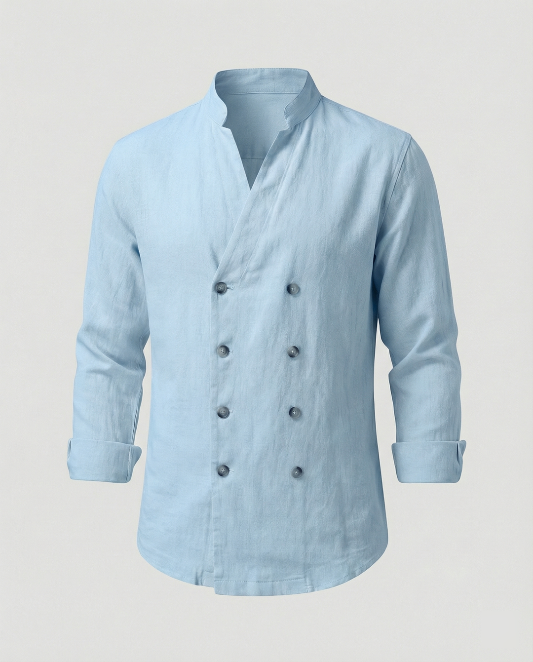 Herren elegantes Leinenhemd mit doppelter Knopfleiste EB