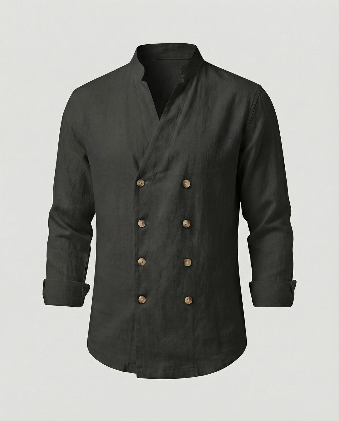 Herren elegantes Leinenhemd mit doppelter Knopfleiste EB