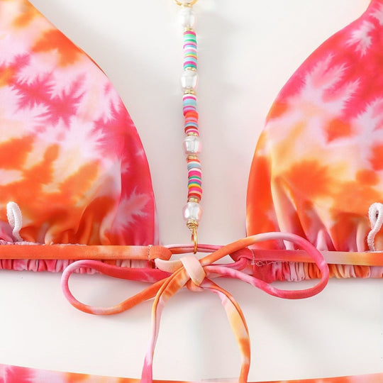 Damen Triangel-Bikini mit modischem Bindeband-Design EB