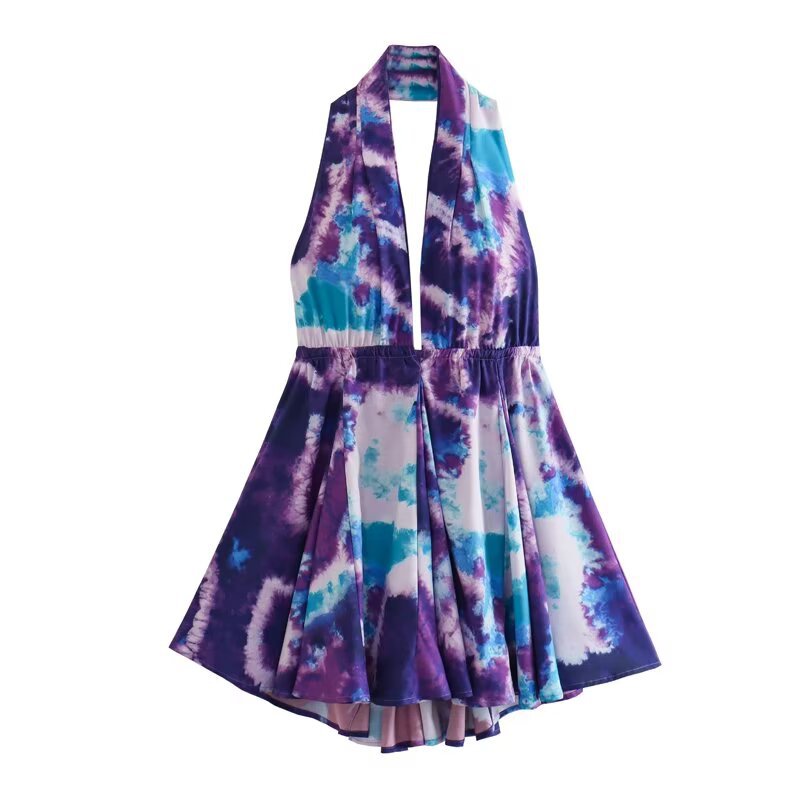 Damen Halterneck Kleid mit fließendem Rock EB