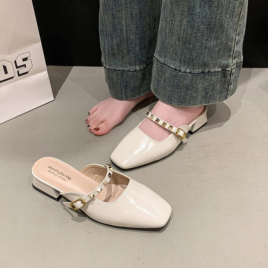 Damen elegante Slingback-Mules mit modischem Absatz EB