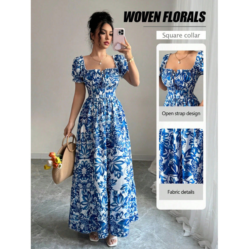 Damen Maxikleid mit quadratischem Ausschnitt und offenen Trägern EB