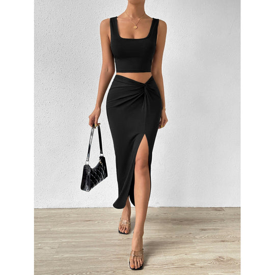 Damen Elegantes Maxi-Kleid mit seitlichem Schlitz und lässigem Wickeldesign EB