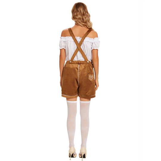 Damen Trachtenshorts mit dekorativer Stickerei und verspielten Trägern EB