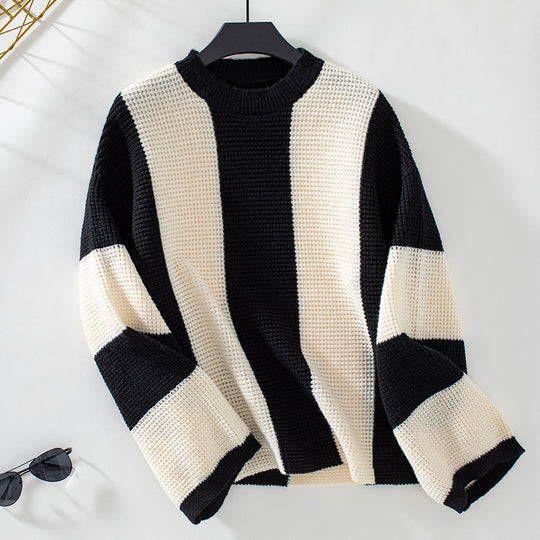 Damen Strickpullover mit innovativem Blockstreifen-Design und lässigem Schnitt EB