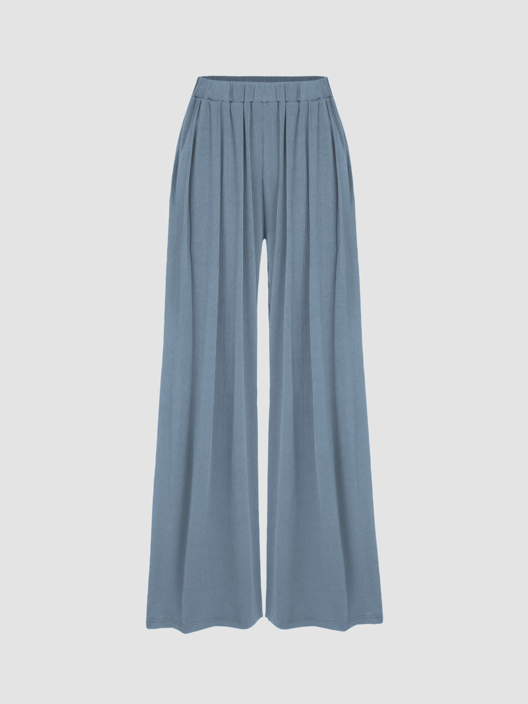 Damen weite Palazzo-Hose mit eleganten Falten und elastischem Bund EB