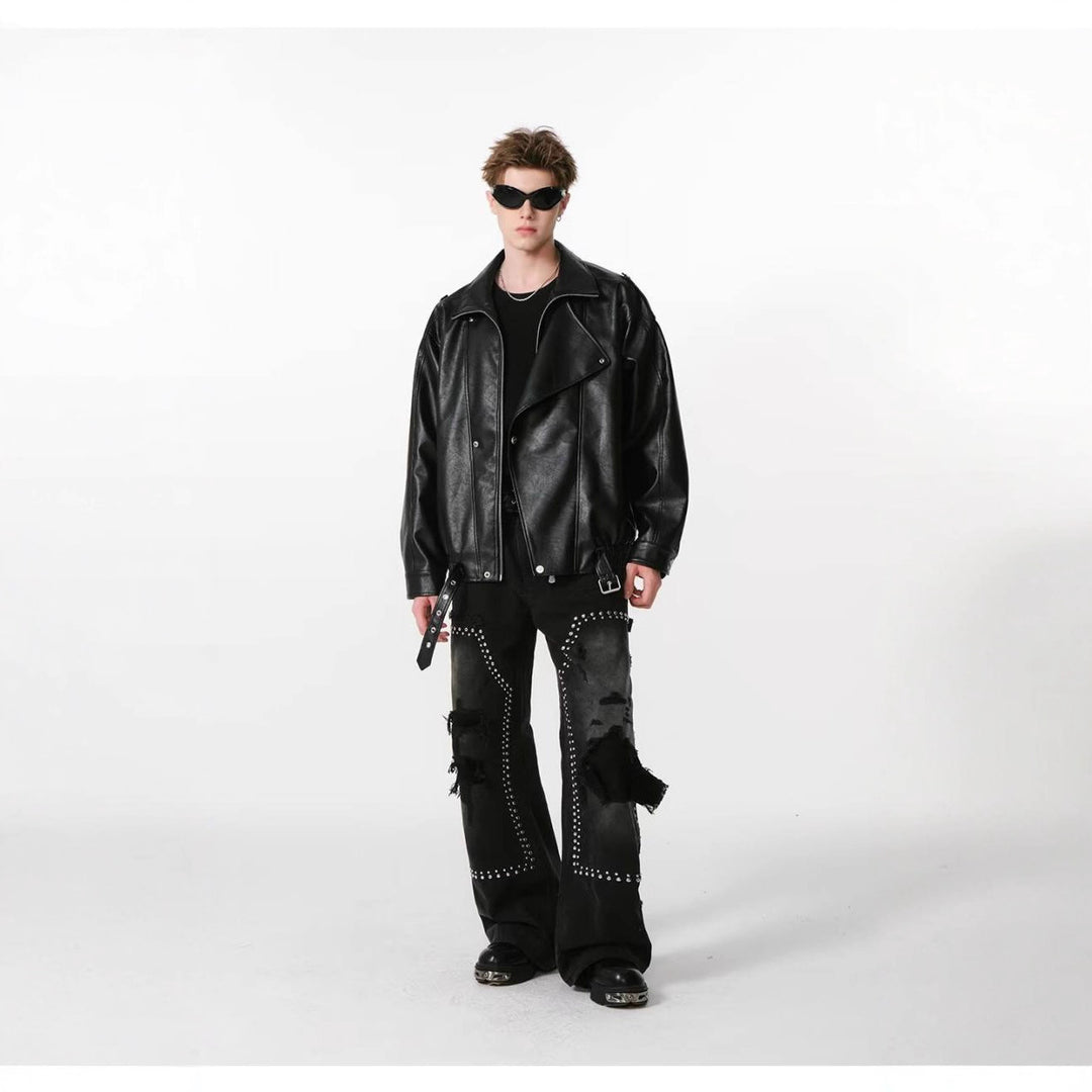 Damen Kunstlederjacke mit hohem Kragen und lässigem Schnitt EB