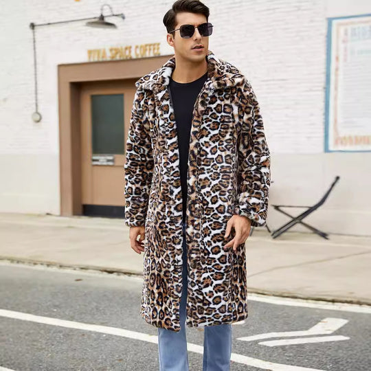 Herren Modischer Kunstfellmantel im Schlangenleder-Look EB