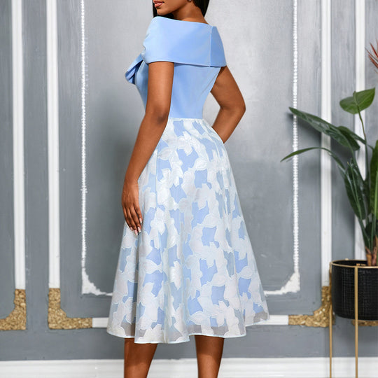 Damen festliches Cocktailkleid mit raffiniertem Überwurf und elegantem Rock EB