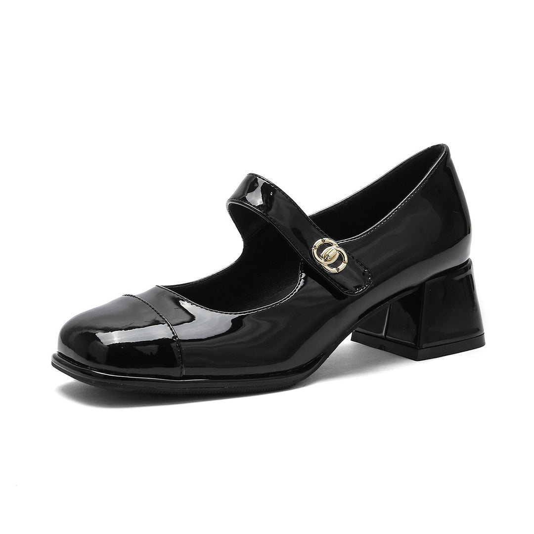 Damen Mary-Jane Pumps mit edlem Lackfinish und modischem Riemen EB