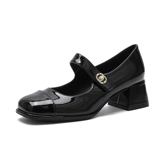Damen Mary-Jane Pumps mit edlem Lackfinish und modischem Riemen EB