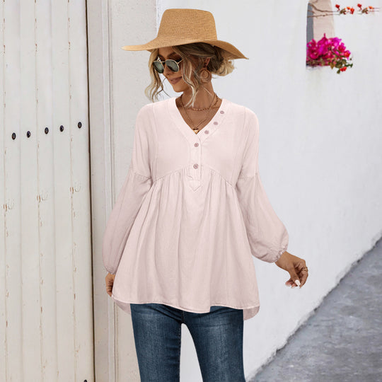 Damen Blusenshirt mit Knopfdetails und lockerer Passform EB