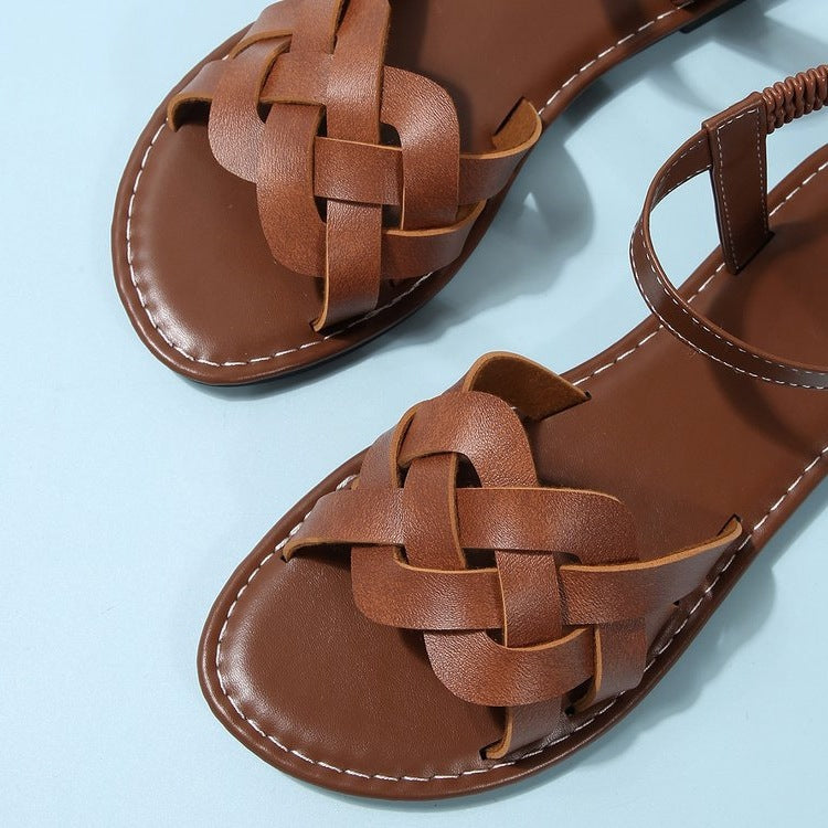 Damen bequeme geflochtene Sandalen mit verstellbarem Riemen EB