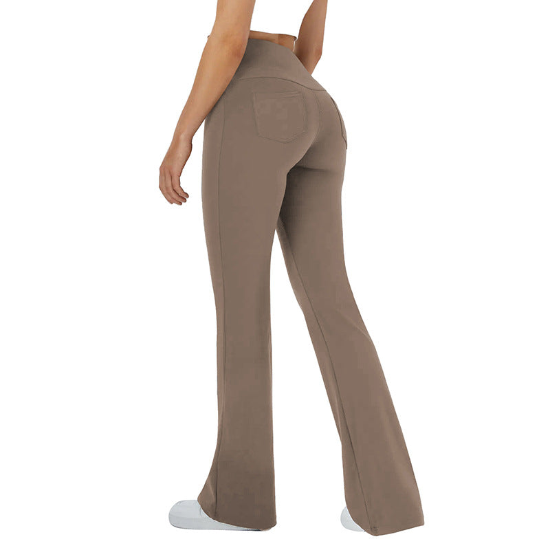 Damen bequeme Sportleggins mit hohem Bund und praktischen Taschen EB