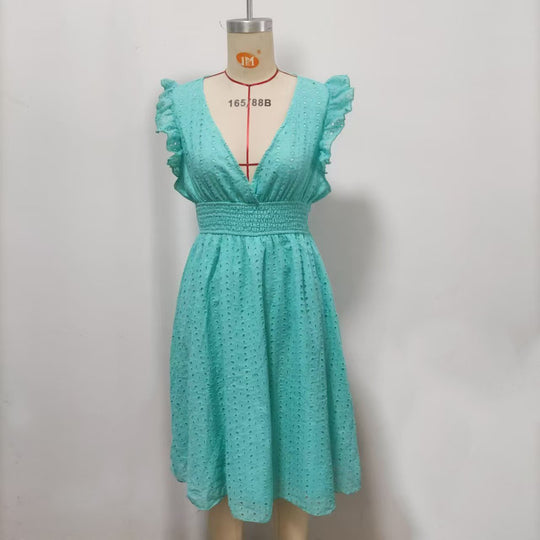 Damen Sommerkleid mit eleganten Spitzenärmeln EB