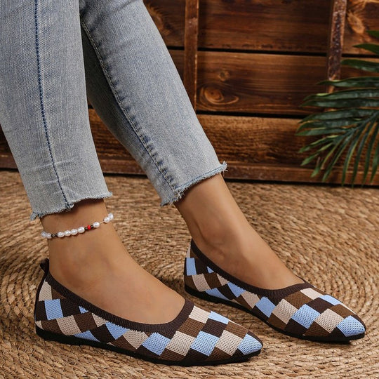 Damen Ballerinas mit geometrischem Muster und flexiblem Fußbett EB