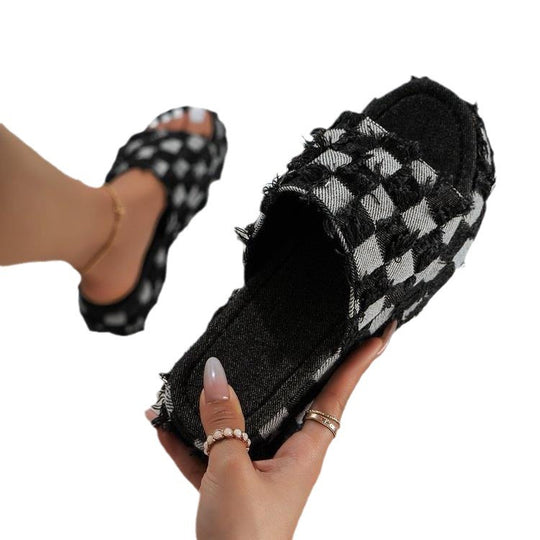 Damen trendige Clogs im modernen Karomuster EB