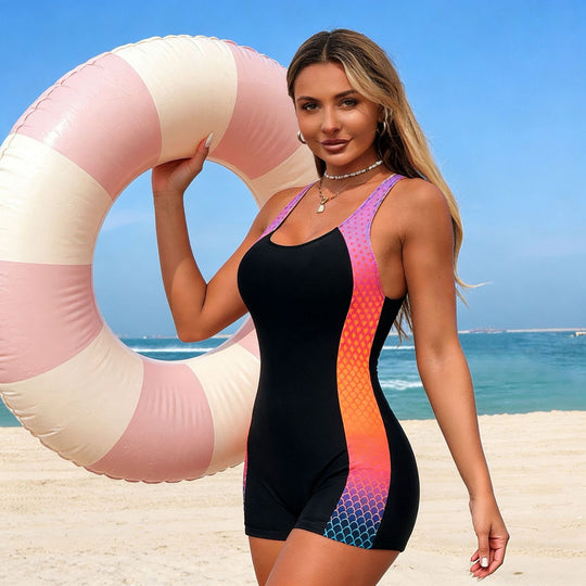 Damen Sportlicher Schwimmanzug mit aufregendem Grafikdesign EB