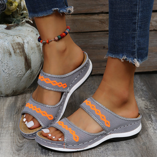 Damen bequeme und luftige Sandalen mit elastischem Riemendesign EB