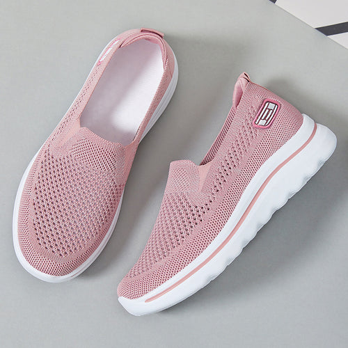Damen Atmungsaktive Slip-On Sneakers mit elastischer Strickoberfläche EB