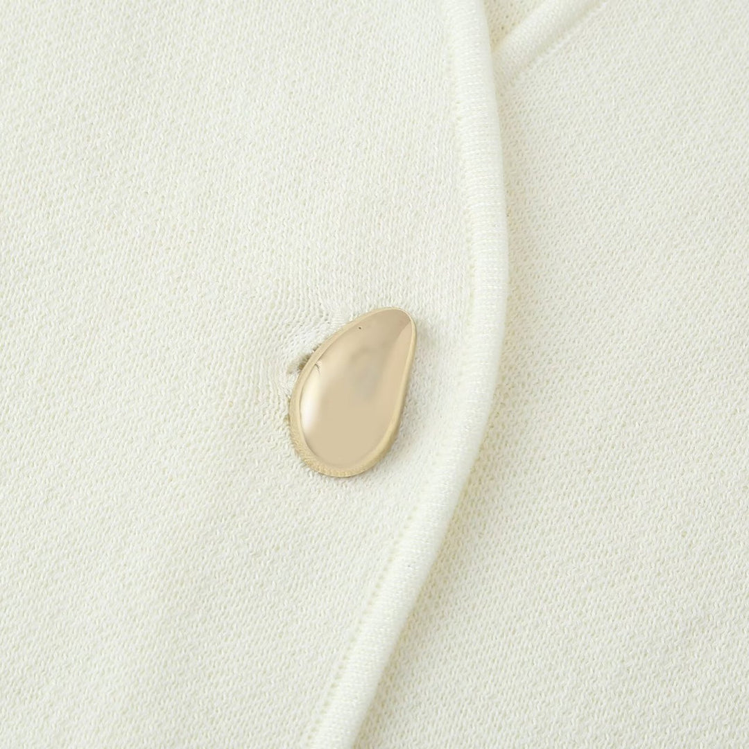 Damen elegante Jacke mit V-Ausschnitt und klassischem Knopf EB