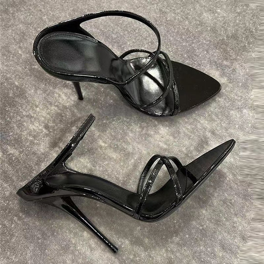 Damen elegantes Hochhackige Sandalen mit verzierten Riemen EB