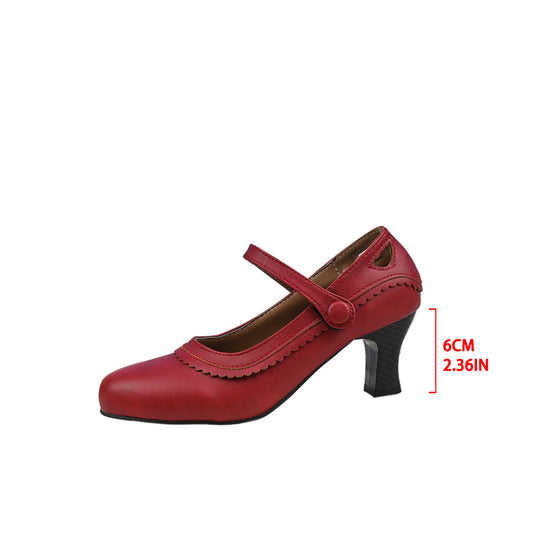 Damen elegante Mary Jane Pumps mit schicker Schnalle und komfortablem Absatz EB