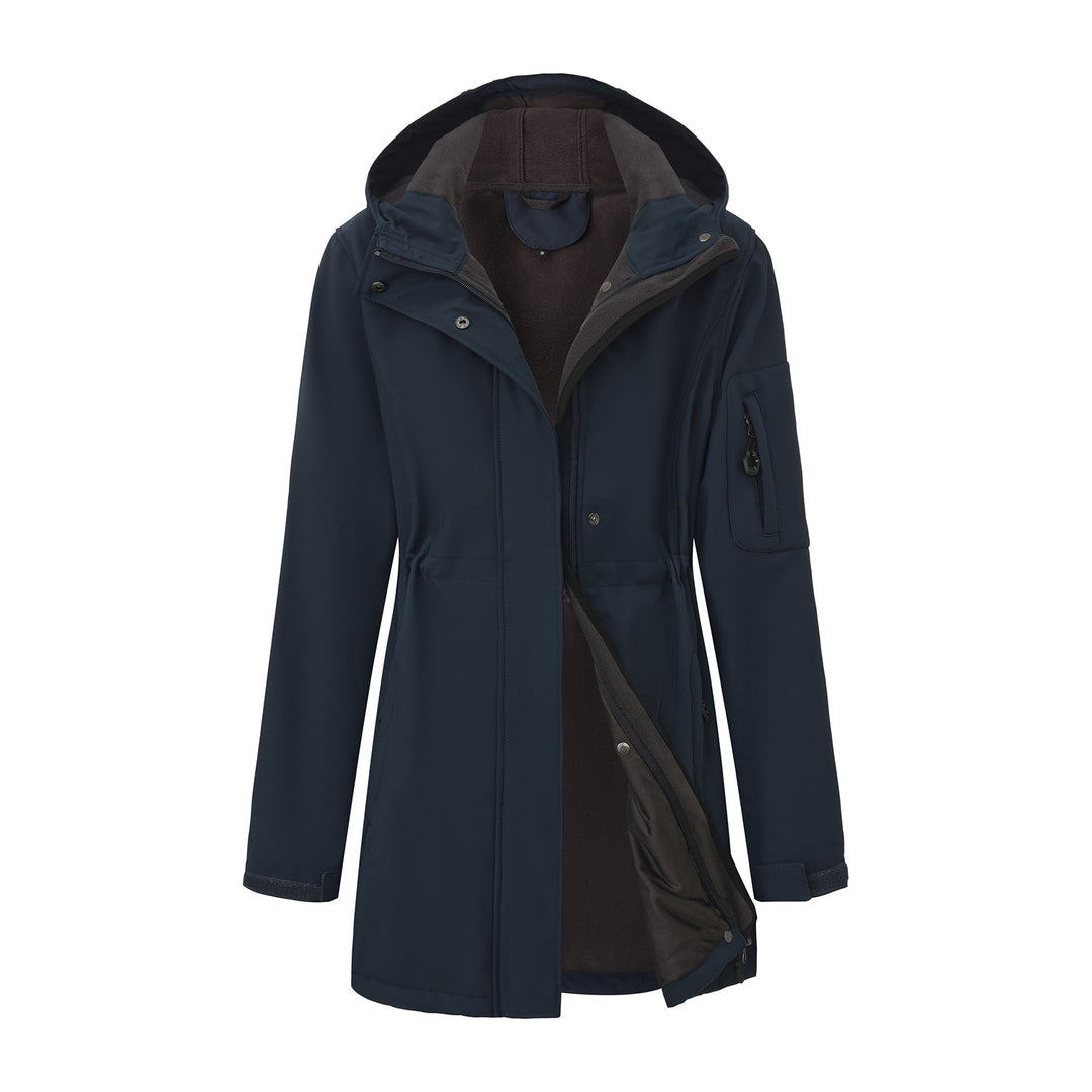Damen nan funktionaler Softshell-Parka mit Teddyfleece-Futter, Kapuze und Taillenzug EB