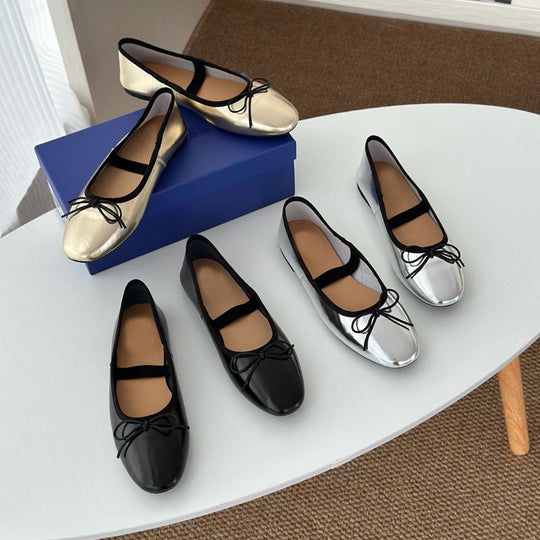 Damen Ballerinas mit Glanz-Finish und elastischem Einschlupf EB
