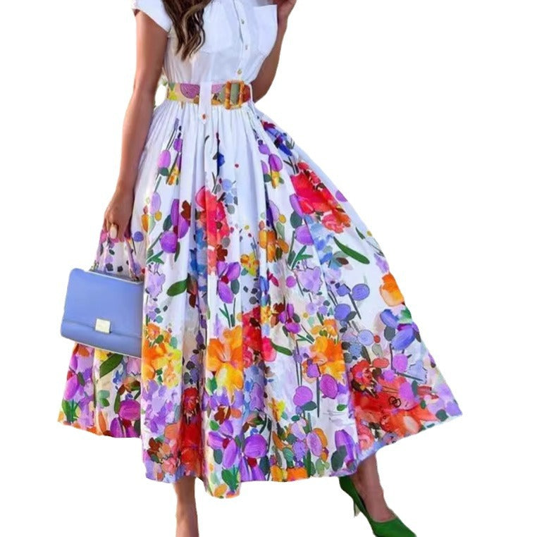 Damen Maxikleid mit floralem Print und femininer Silhouette EB