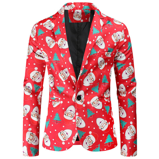 Herren festlicher Blazer mit fröhlichem Weihnachtsdesign EB