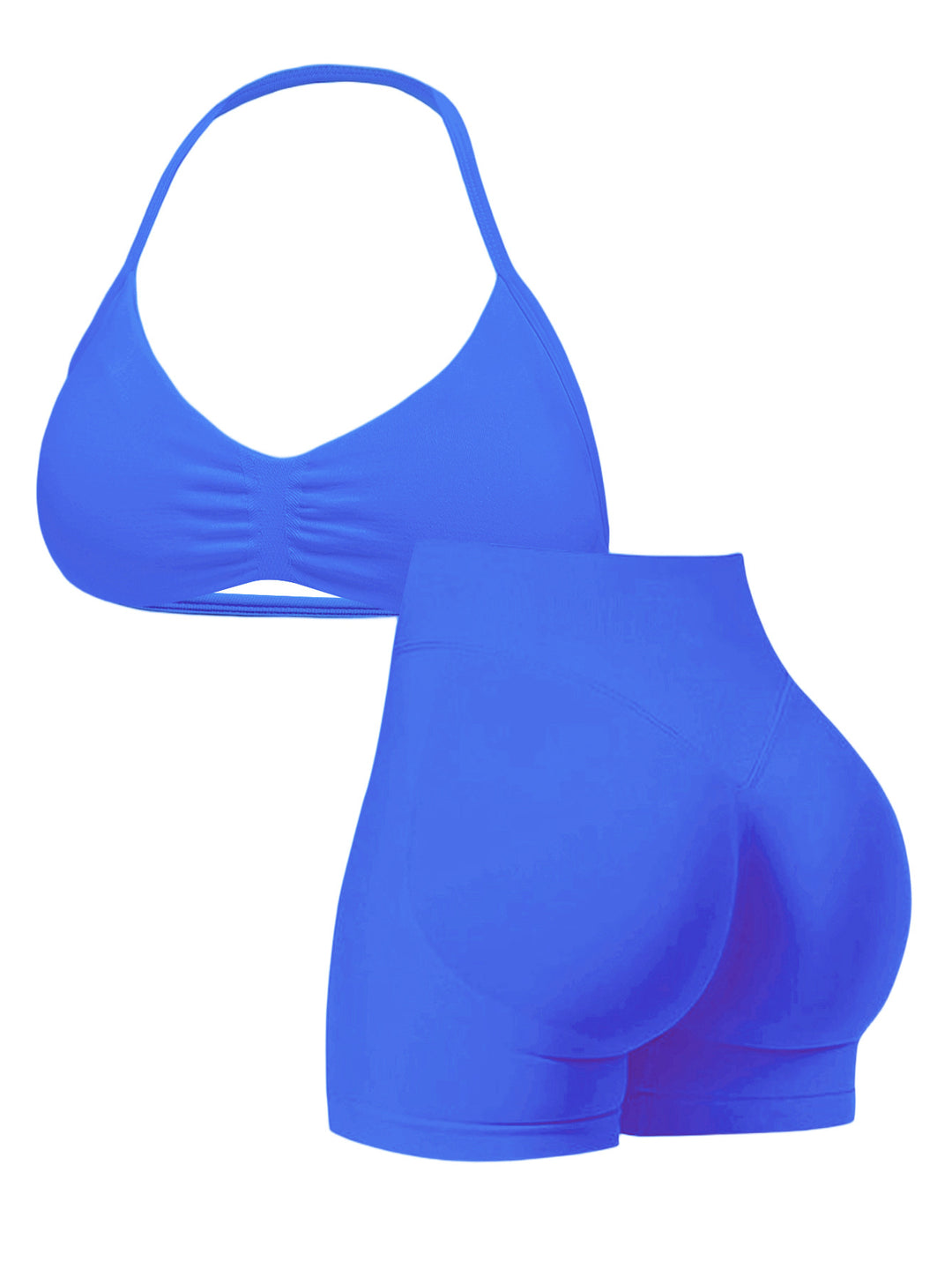 Damen Sport-Bikini-Oberteil mit hoch geschnittenen Shorts und nahtlosem Design EB
