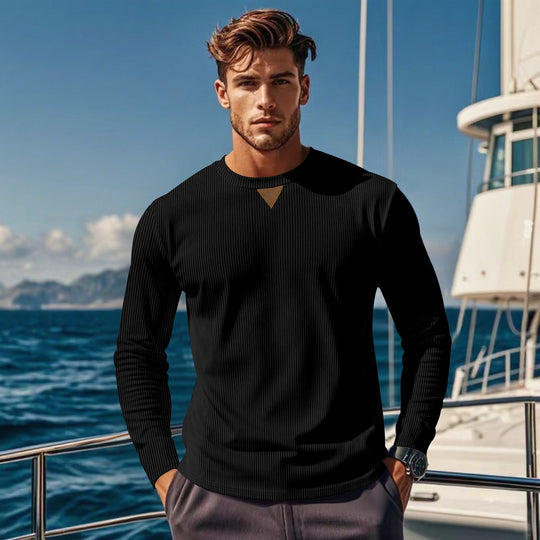 Herren Langarmshirt mit strukturiertem Rippdesign EB